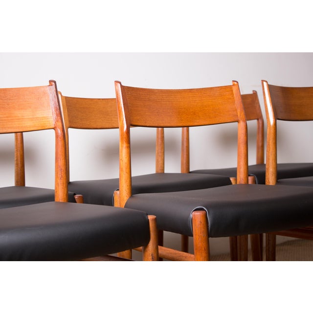 Danish Model 418 Chairs in Teak and Skai by Arne Vodder for Sibast, 1960s, Set of 6 For Sale - Image 18 of 18