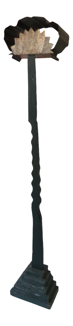 Wood & Metal Ziggurat Floor Lamp