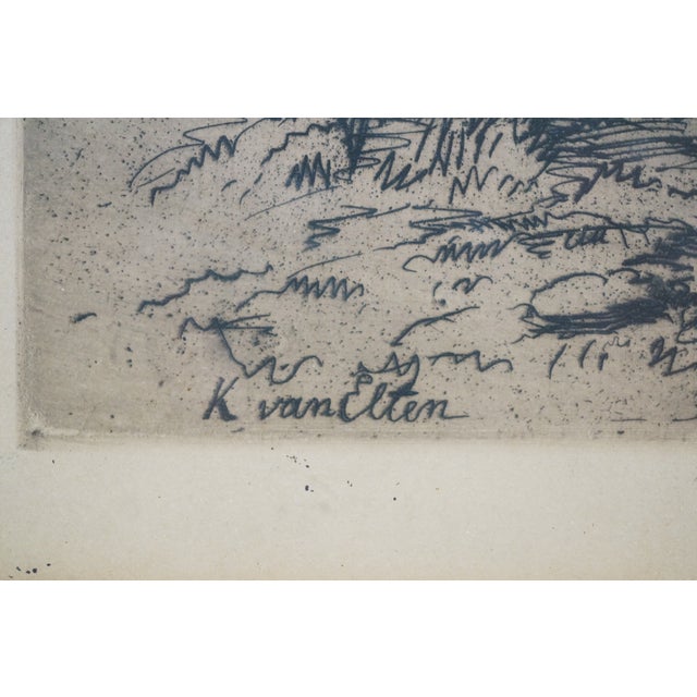 Antique Hendrik Dirk Kruseman Van Elten Signed Tree Pond Landscape Etching 25" For Sale - Image 6 of 11