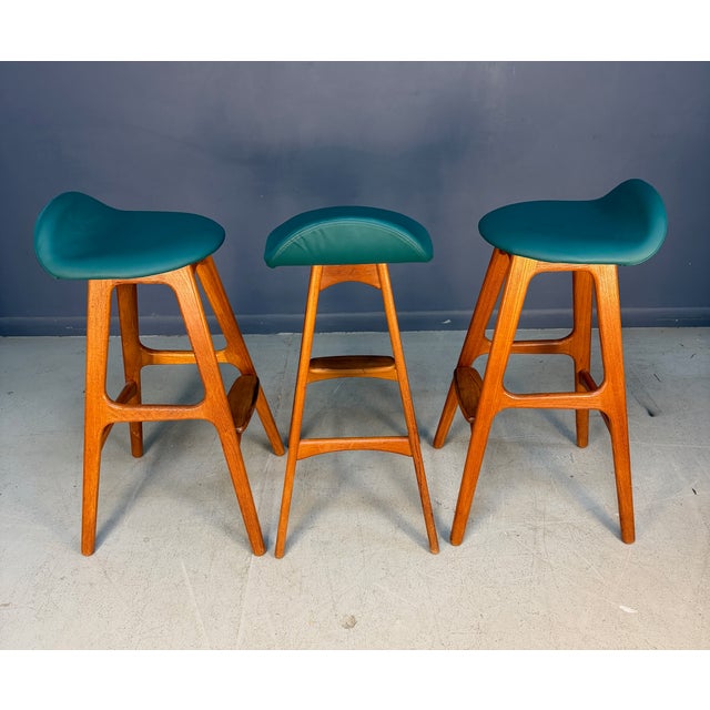 1960s Trio of Model Od-61 Bar Stools by Erik Buch for o.d. Mobler, Denmark, C. 1960's For Sale - Image 5 of 11