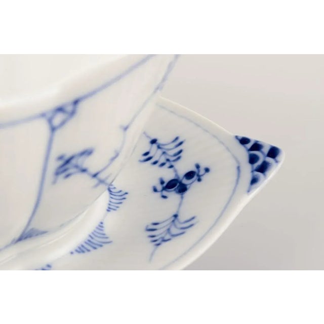 Ceramic Gravy Boat on Foot Hand-Painted in Blue from Royal Copenhagen, 1970s For Sale - Image 7 of 9