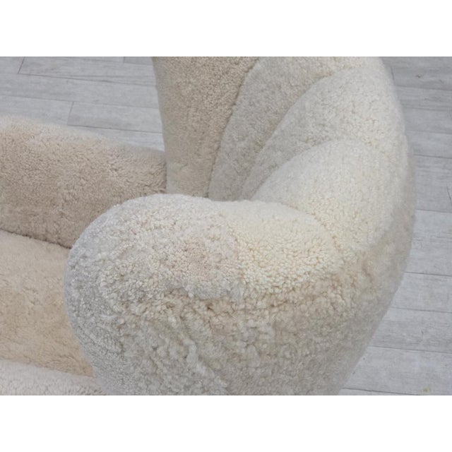 Danish Highback Armchair in Sheepskin, 1960s For Sale - Image 16 of 18