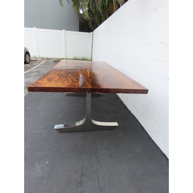 Late 20th Century Solid Mahogany and Chrome Large Long Dining Table 6673 For Sale - Image 5 of 18