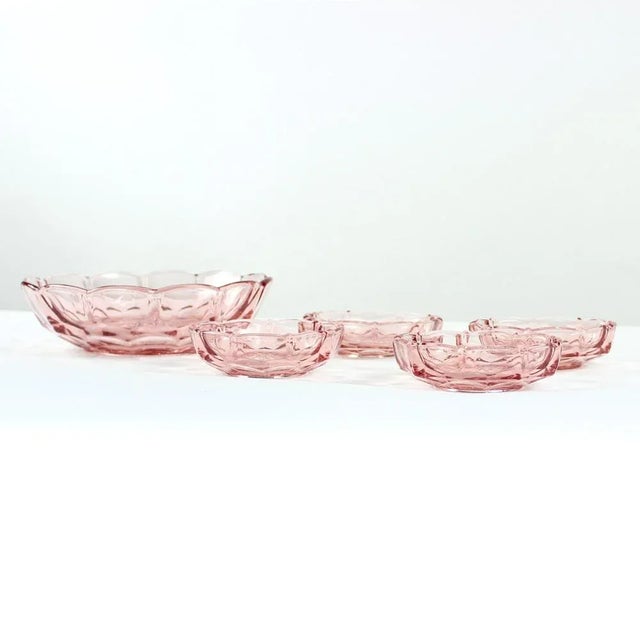 Rose Glass Bowls, Czechoslovakia, 1950s, Set of 5 For Sale - Image 6 of 9