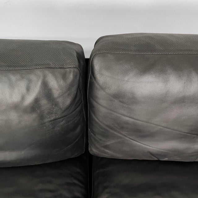 Italian Modern Black Leather Sofa by Antonio Citterio and Paolo Nava for B&B Italia, 1980s For Sale - Image 10 of 18