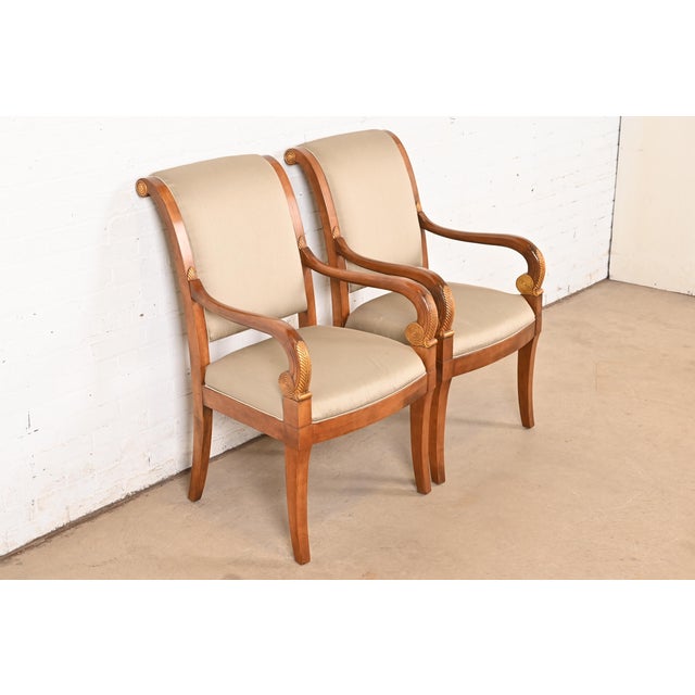 Henredon Henredon French Empire Carved Walnut and Giltwood Armchairs, Pair For Sale - Image 4 of 11