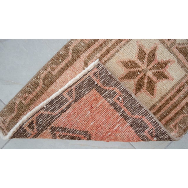 1970s Vintage Hand-Knotted Small Rug Distressed Turkish Rug Door Mat Bath Mat Entry Decor 2x3 Ft Approx For Sale - Image 9 of 14