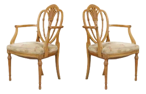 Hepplewhite Style Armchairs in Satinwood, England, 1880s, Set of 2