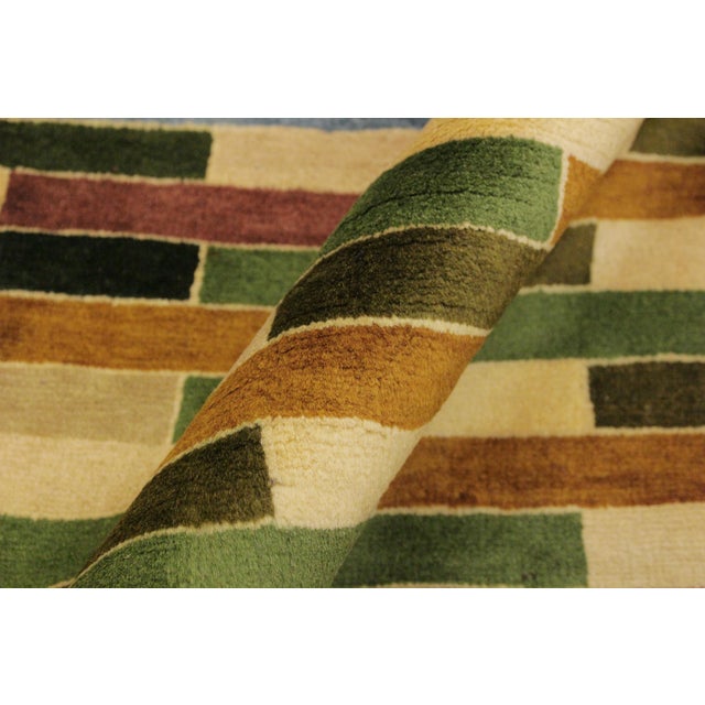 Textile Boho Chic Gabbeh Green/Blue Wool Rug - 3'10'' X 5'10'' For Sale - Image 7 of 10