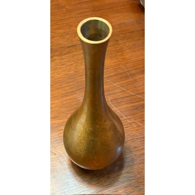 Mid-Century Modern Mid Century Brass Japanese Vase, Signed For Sale - Image 3 of 5
