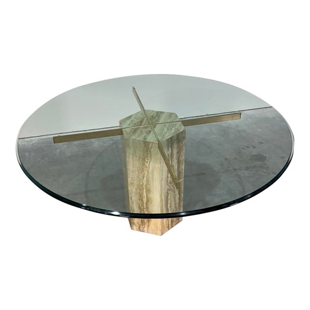 Postmod Italian Marble Glass Dining Table For Sale
