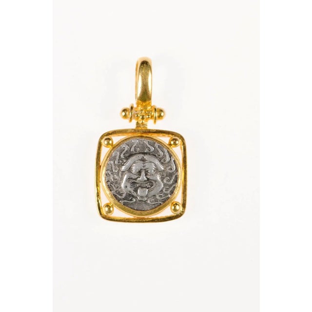 Gold Ancient Greek Drachm [Coin] Pendant W 22 Karat Gold Setting For Sale - Image 8 of 12