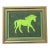Horse Folk Art English Traditional Minimalism Green Original Oil Painting by Cleo Plowden For Sale