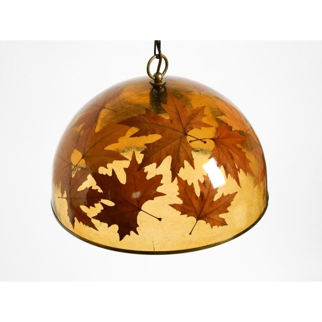 Gold Large Italian Resin Pendant Lamp with Embedded Maple Leaves, 1970s For Sale - Image 8 of 18
