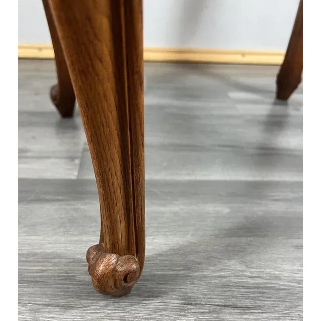 Metal Vintage French Louis Style Oak Ottoman For Sale - Image 7 of 10