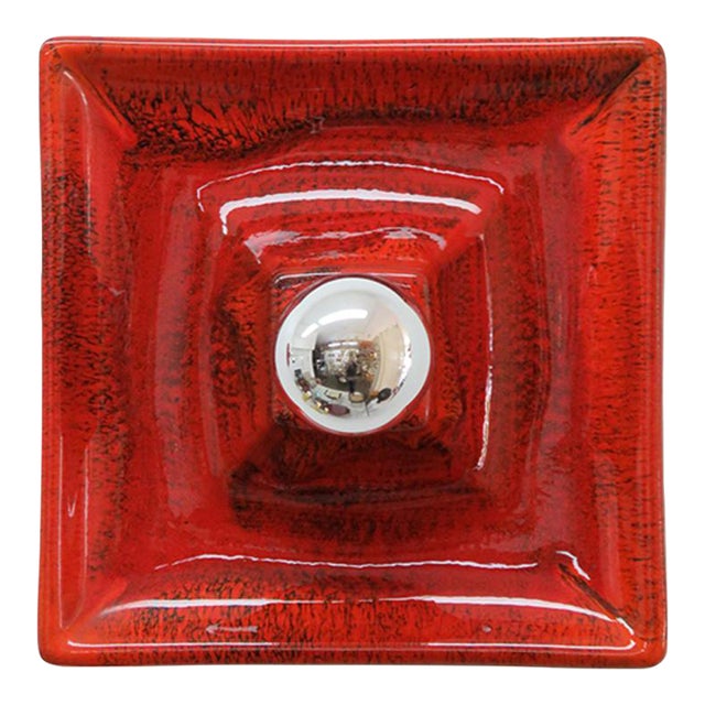 Kaiser Leuchten Vintage Wall Lights, Red Ceramics, Germany, 1970 For Sale