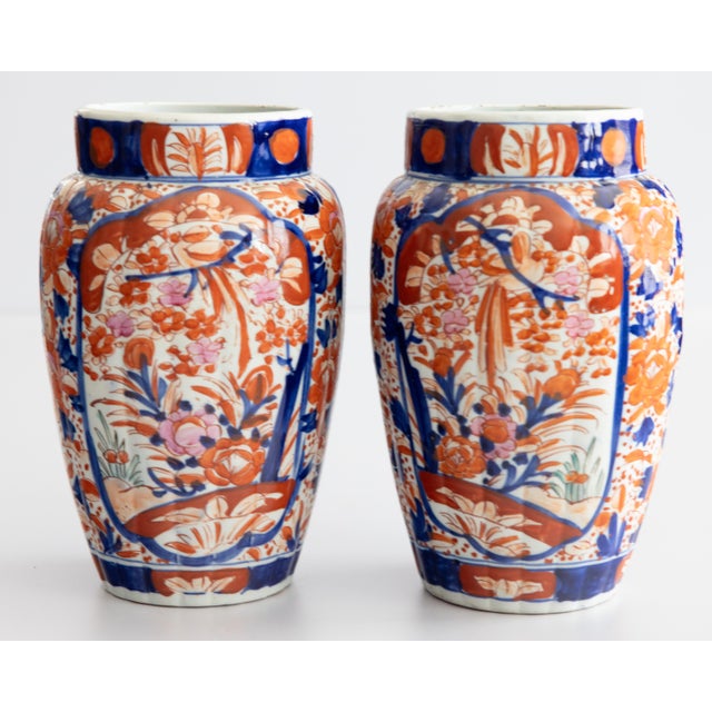 Imari Porcelain Antique 19th Century Japanese Imari Porcelain Vases - A Pair For Sale - Image 4 of 12