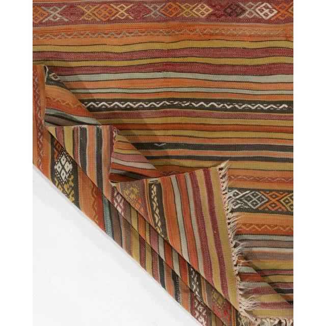 This kilim rug exudes a distressed, shabby chic charm, adding character and warmth to any space. While showcasing solid...