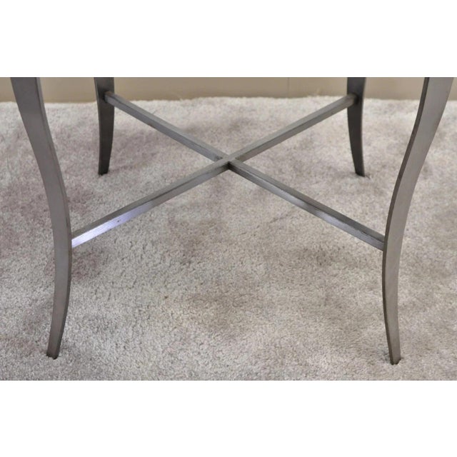 Late 20th Century Neoclassical Maison Jansen Style Steel Black Marble Round Bouillotte Side Table For Sale - Image 9 of 12