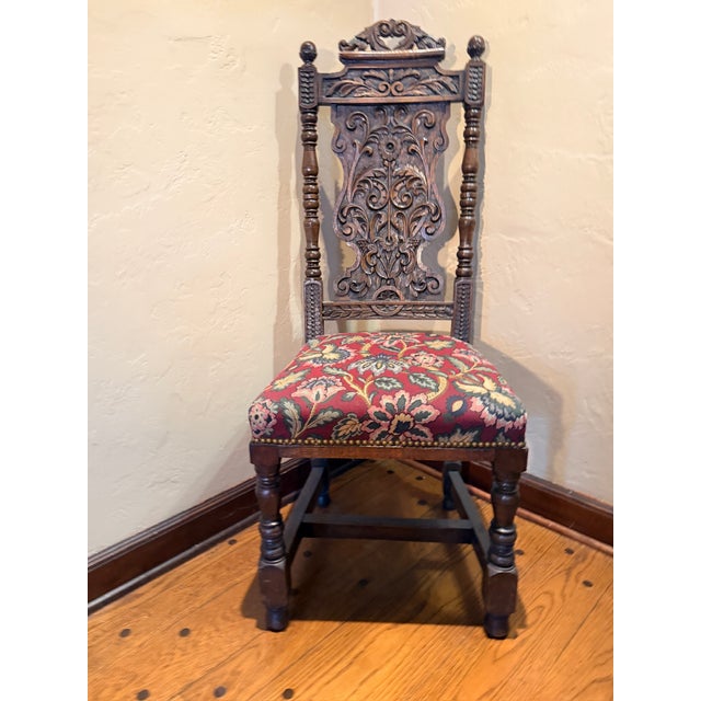 Downsizing - Must Sell - Late 19th Century Antique English Gothic Revival Carved High Back Dining Chairs – Set of 8 For Sale - Image 9 of 12