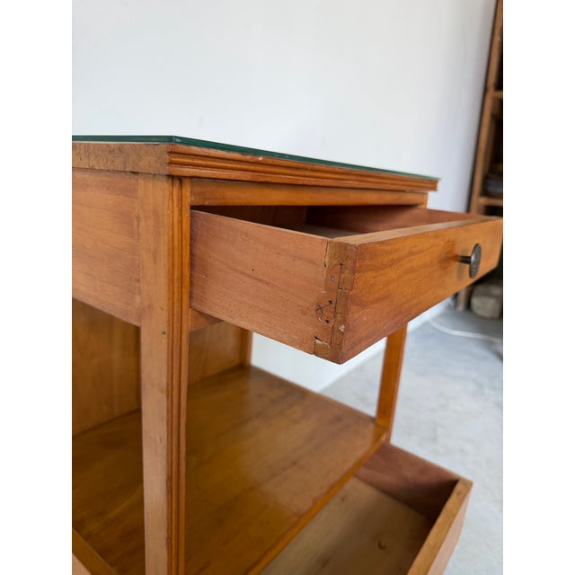 1960’s Mid-Century Modern Nightstand With Two Dovetailed Drawers and Glass Top For Sale - Image 9 of 12