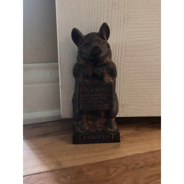 1950s 1950s Cast Iron “Thrifty the Wise Pig” Doorstop / Bookend For Sale - Image 5 of 8