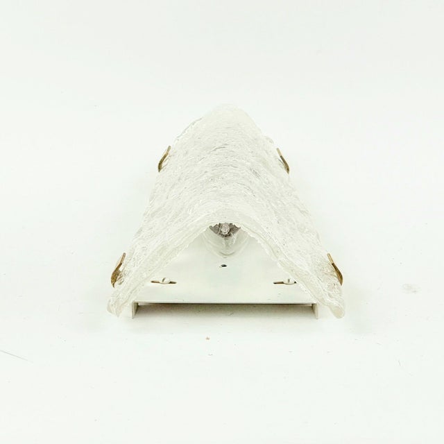 1970s Large Mid-Century Modern Murano Glass and Brass Wall Lamp from Hillebrand, Germany, 1960s For Sale - Image 5 of 9