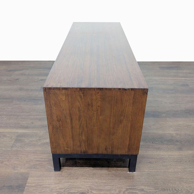 Wood Wood Media Console on Metal Base For Sale - Image 7 of 8