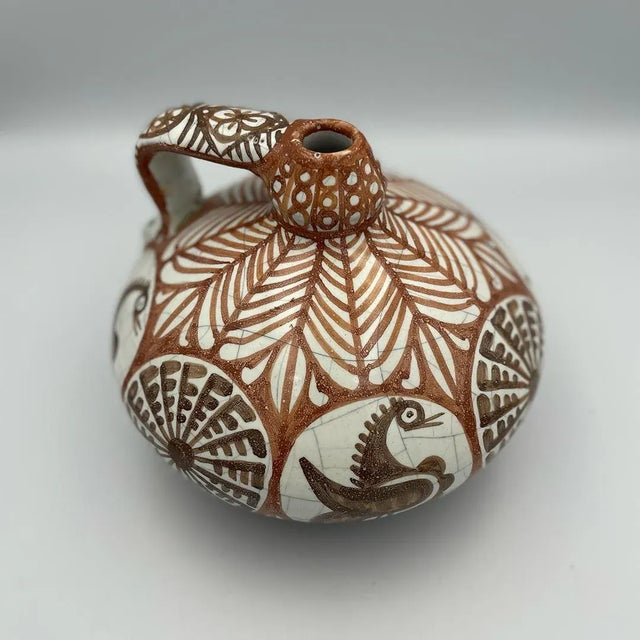 Spanish Ceramic Jug with Leather Base by Arcadio Blasco, 1970s For Sale - Image 4 of 11