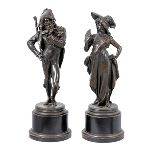 Vital Dubrey "Dandies" Patinated Bronzes, Pair