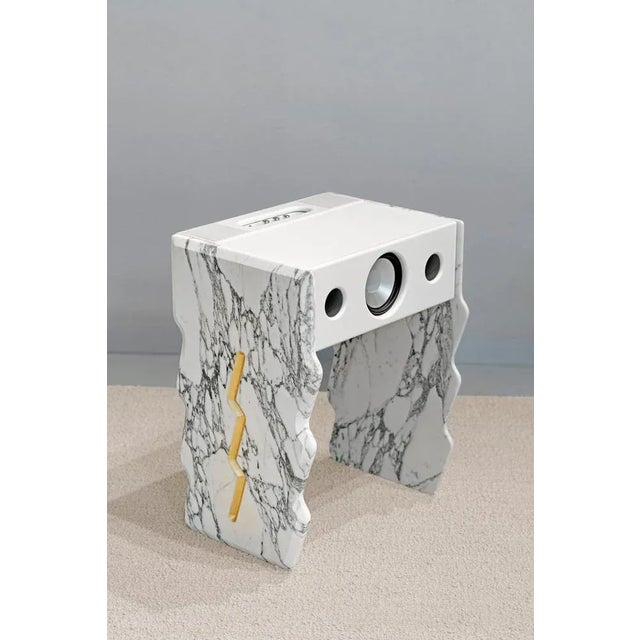 Cube thunder acoustic furniture by sb26 dimensions: w 38 x d 48 x h 52 cm materials: st laurent & arabescato marble legs,...