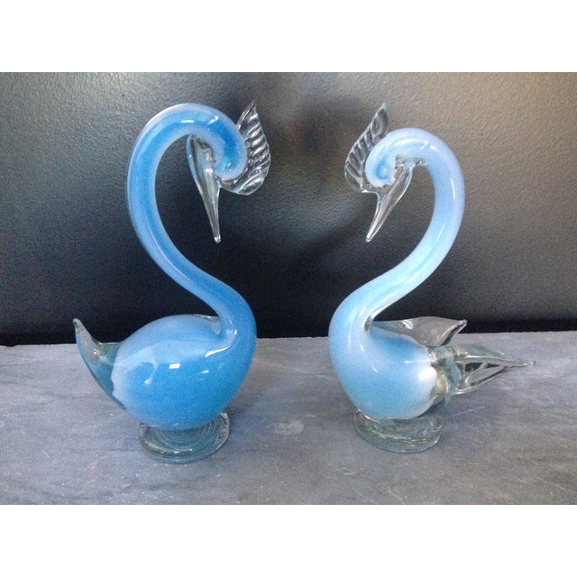 Pair of blue swans in Murano.