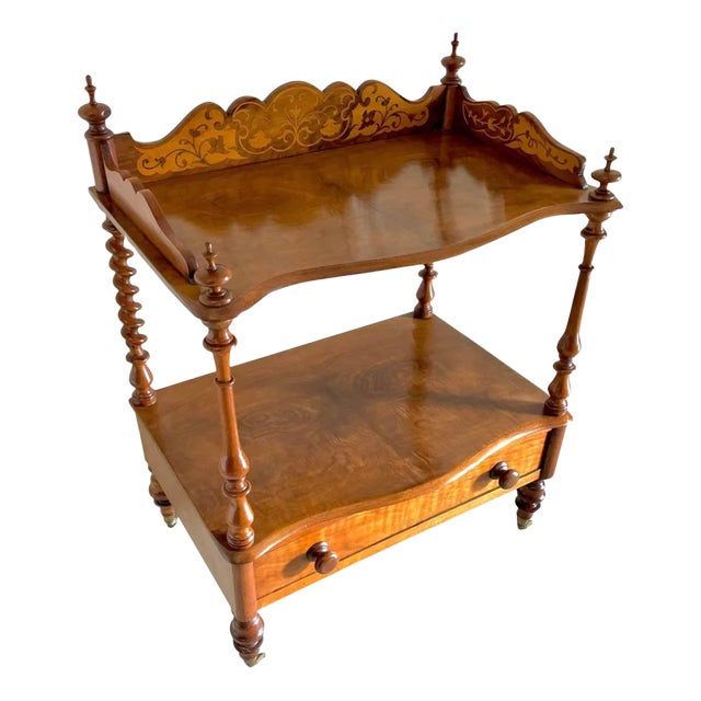 Antique Victorian Burr Walnut Inlaid Lamp Table For Sale