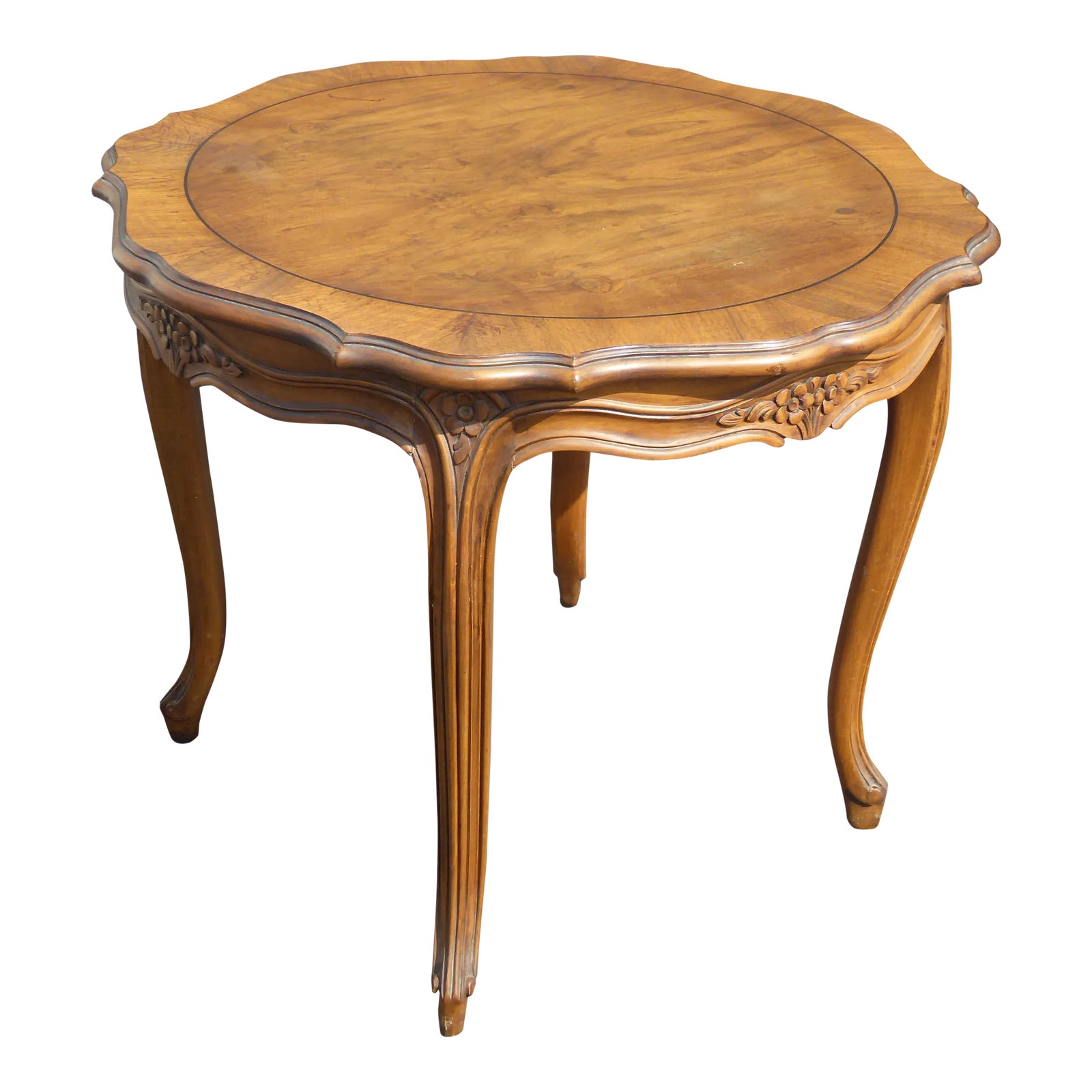 Vintage Karges Furniture French Provincial Carved Wood Side Table