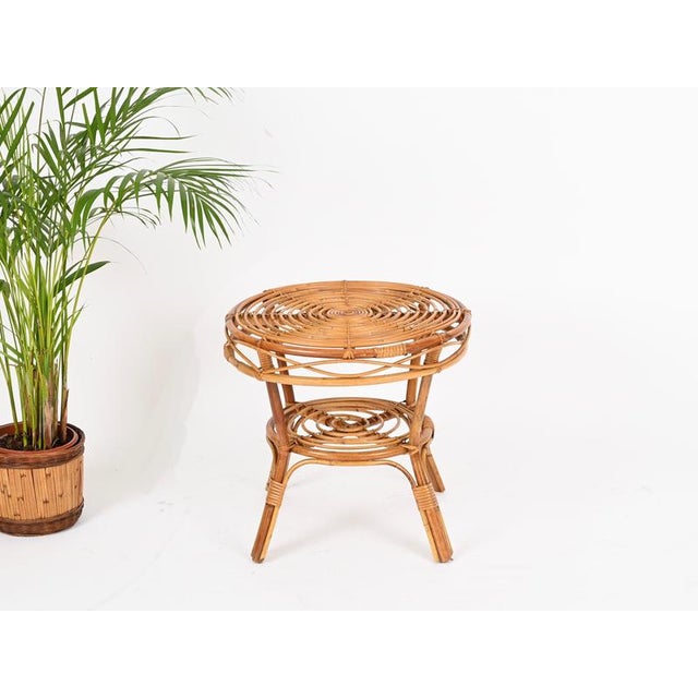 French Riviera Style Rattan and Woven Wicker Coffee Table, Italy, 1970s For Sale - Image 6 of 12