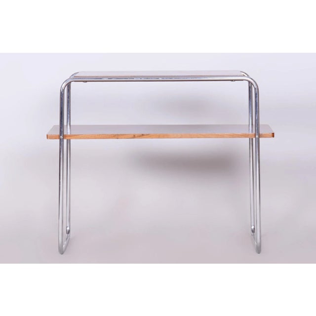 Bauhaus Side Table, Hynek Gottwald, Walnut, Chrome, Czechia, 1930s For Sale - Image 8 of 10