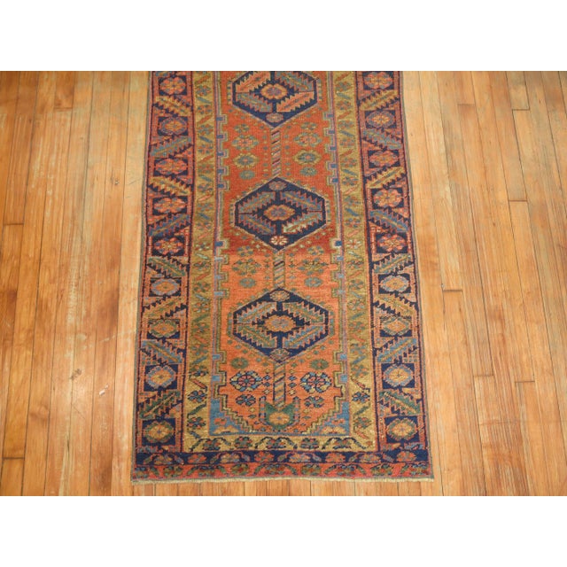 Narrow Antique Persian Heriz Runner For Sale - Image 4 of 6