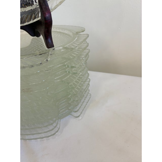 Glass Mid 20th Century Mid-Century Modern Clear Pressed Glass Fish Plates – Set of 12 For Sale - Image 7 of 9