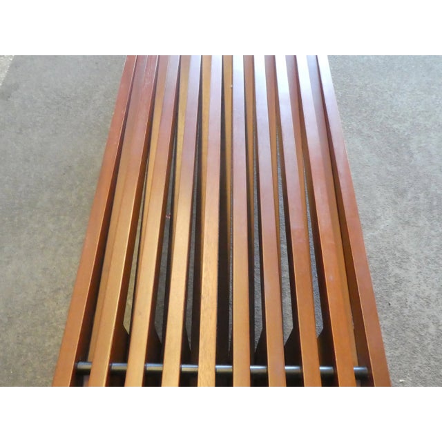 Modernist Interlocking Slat Wood Bench For Sale - Image 10 of 13