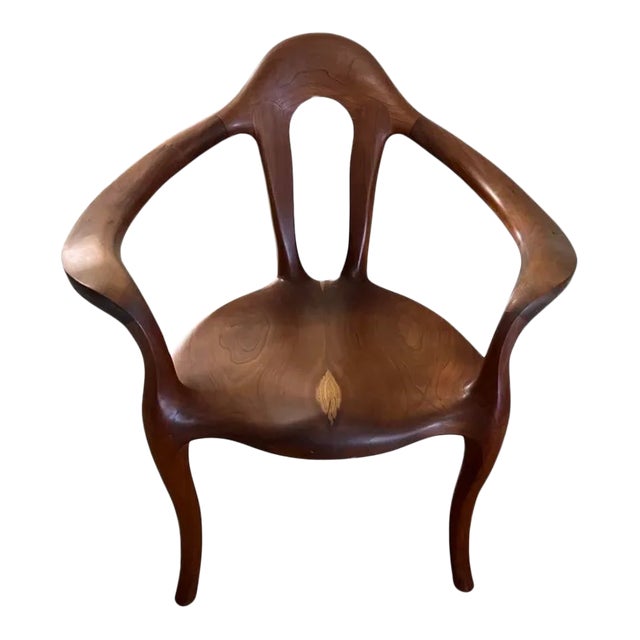 Sam Maloof Style "Female Form" Sculptural Walnut Modern Armchair For Sale