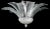 Italian flush mount with clear hand blown Murano Felci fern glass leaves in the style of Barovier, mounted on chrome...
