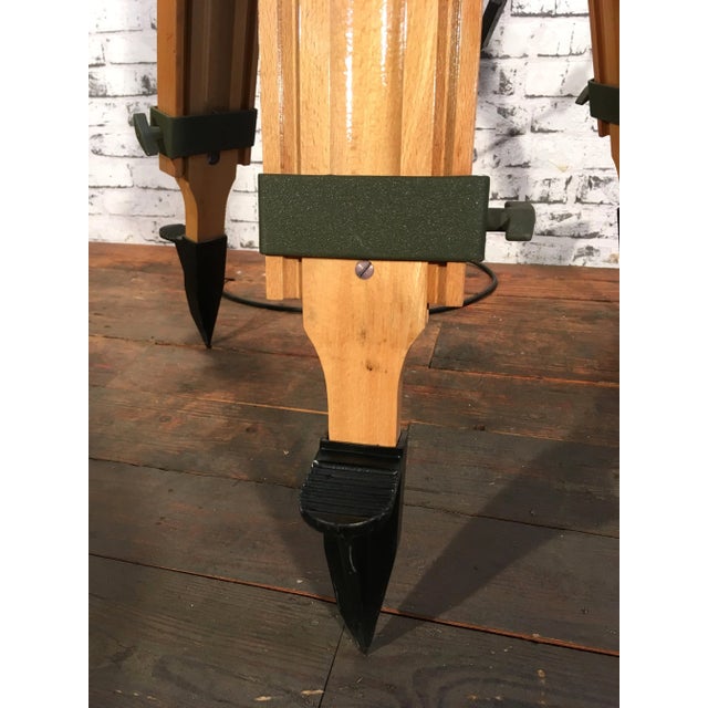 Vintage Black Industrial Spotlight on Wooden Tripod For Sale - Image 9 of 18