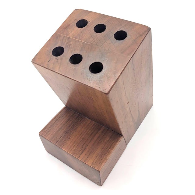 Mid 20th Century Staved Walnut Wood Pencil Holder For Sale In Miami - Image 6 of 10