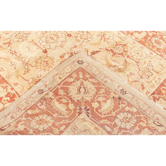 Vintage Pale Beige Background Botanic Indian Amritsar Carpet For Sale - Image 4 of 8