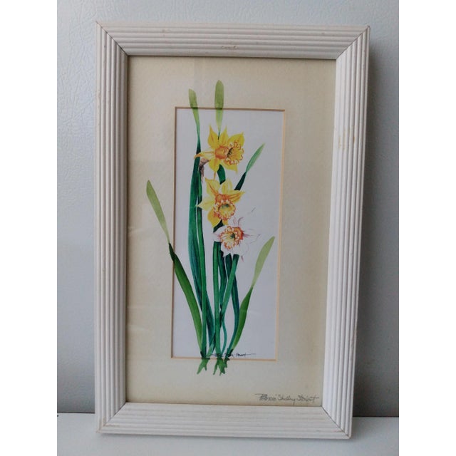 Mid 20th Century Mid 20th Century "Daffodils and Tulips" Watercolor Paintings by Patricia Schilling Stewart, Framed - a Pair For Sale - Image 5 of 11