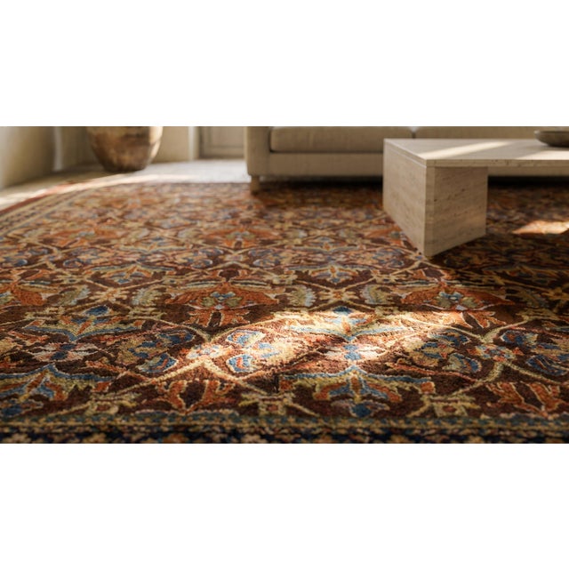 Rare Brown Ground Color Captivating Tribal All Over Design Antique 19th Century Persian Ziegler Sultanabad Carpet For Sale - Image 14 of 15