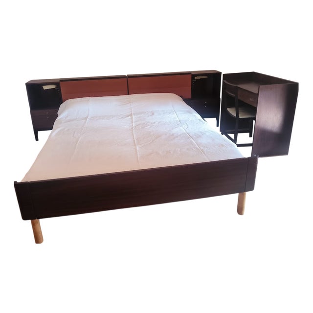 Double Bed with Headboard by Sarfatti for Mim, Italy, 1960s For Sale