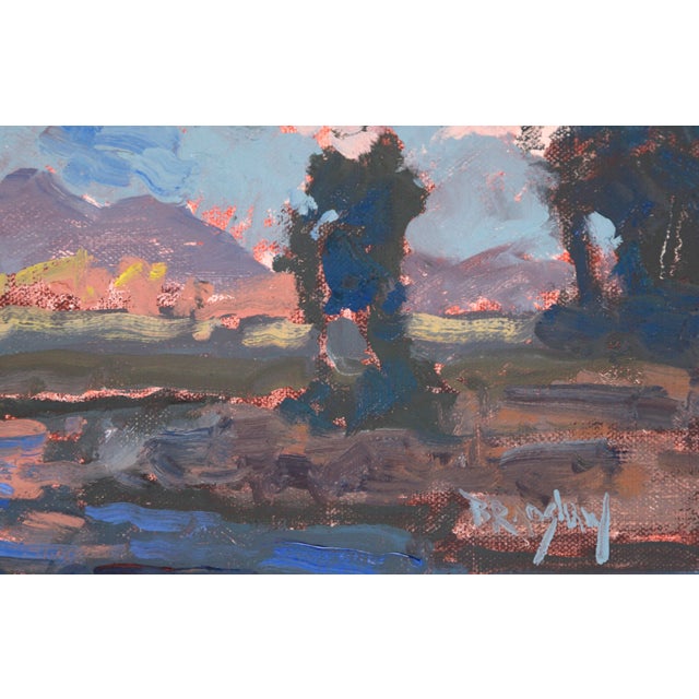 Realism Sunset at Grand Teton National Park - Plein Aire Landscape in Oil on Board by Thomas Bradshaw For Sale - Image 3 of 7
