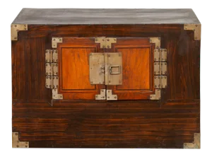 Korean Late 19th Century Wood Two-Toned Side Chest with Brass Hardware