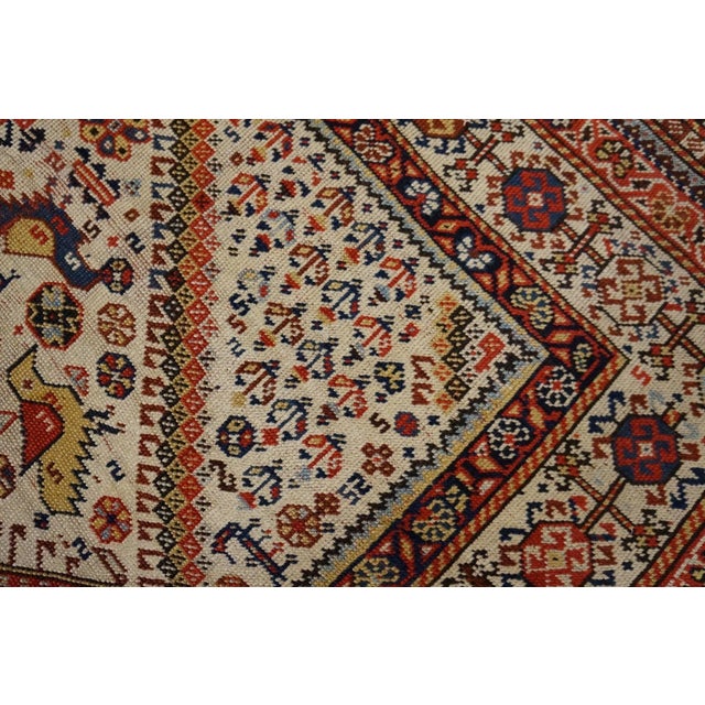 Traditional Striking White Ivory Color With Special Medallions Design Antique Persial Tribal Khamse Rug For Sale - Image 3 of 5